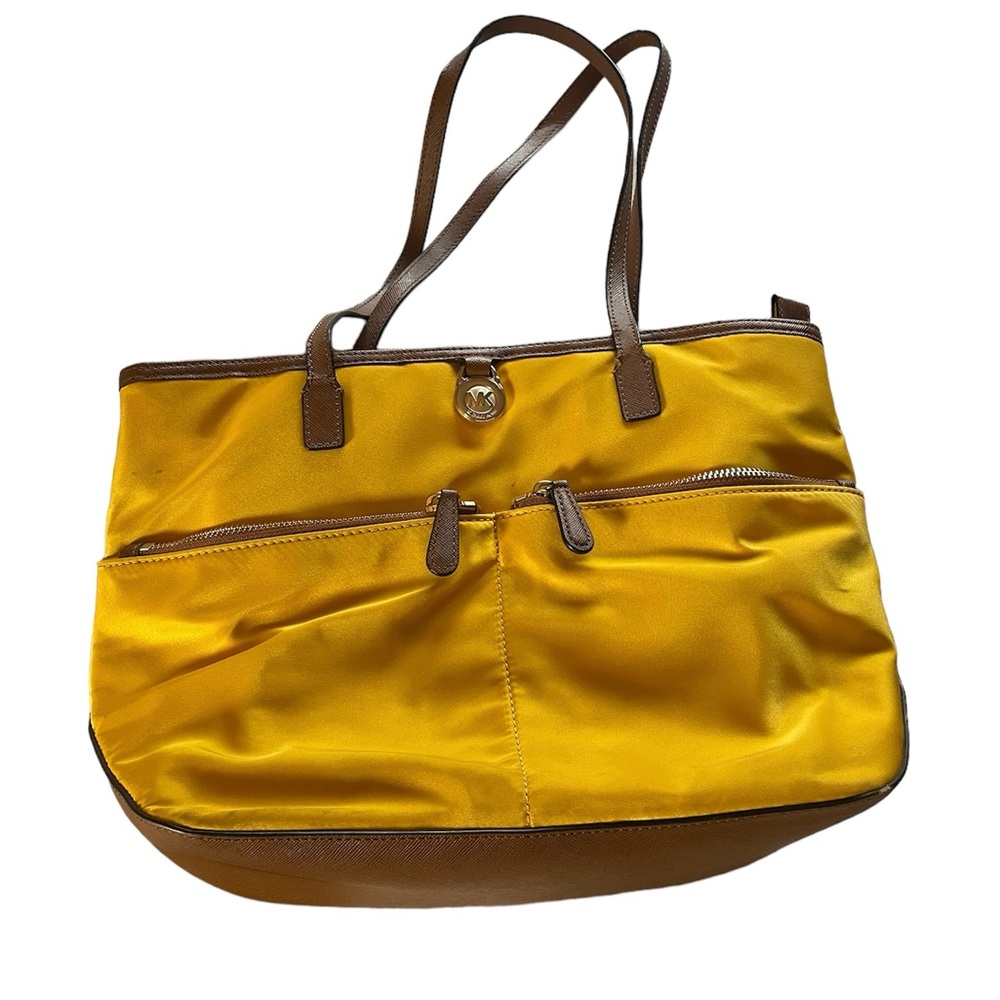Michael Kors Kemton Gold Medium Pocket Nylon Should Bag Gold Yellow w/dust bag